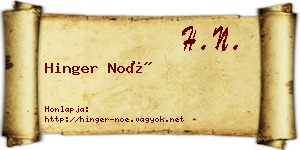 Hinger Noé névjegykártya
